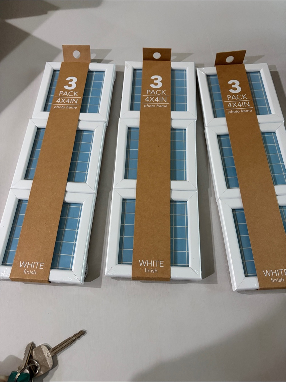 White 3-Pack 4x4in Photo Frame Set - White Finish